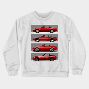 The four generations of the classic roadster convertible sports car Crewneck Sweatshirt